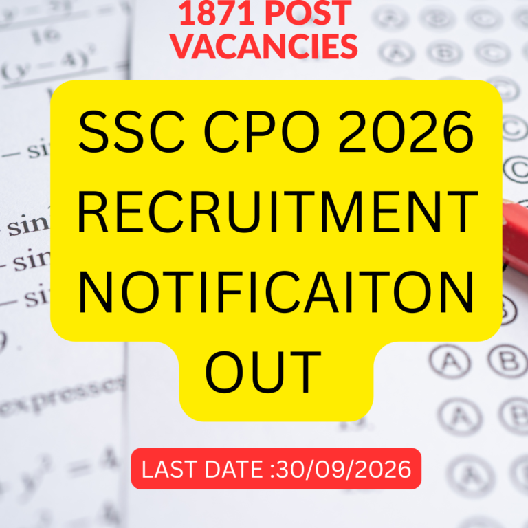 ssc cpo 2026 notification ut to recruit 1871+ vacancies in capf, delhi police, MHA